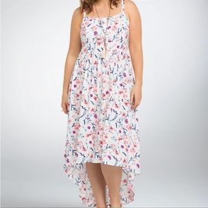 Torrid floral high low maxi dress size 3